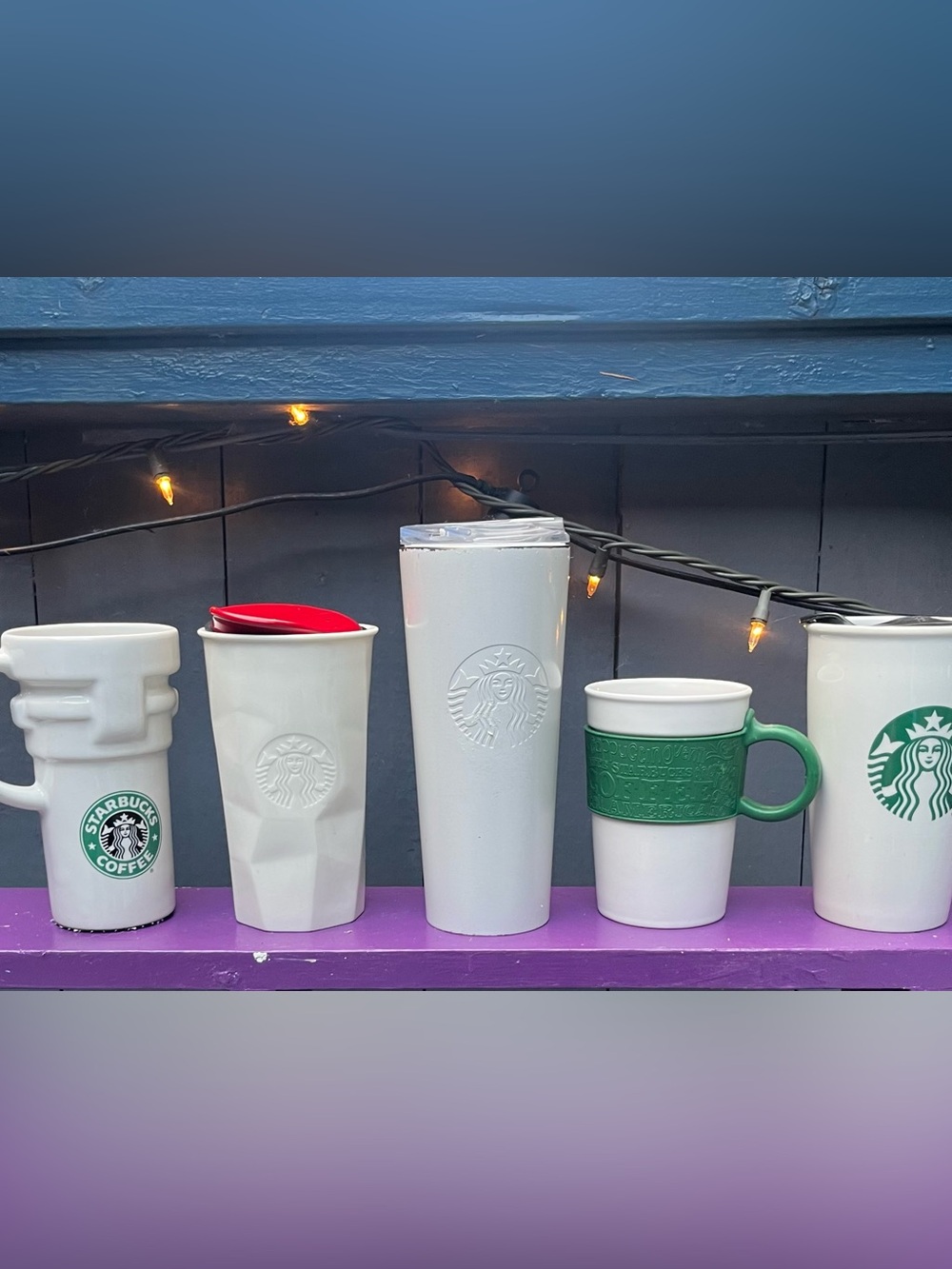 ☑️Starbucks RARE White Collection – Bundle of 5 Minimalist Collectibles🤍